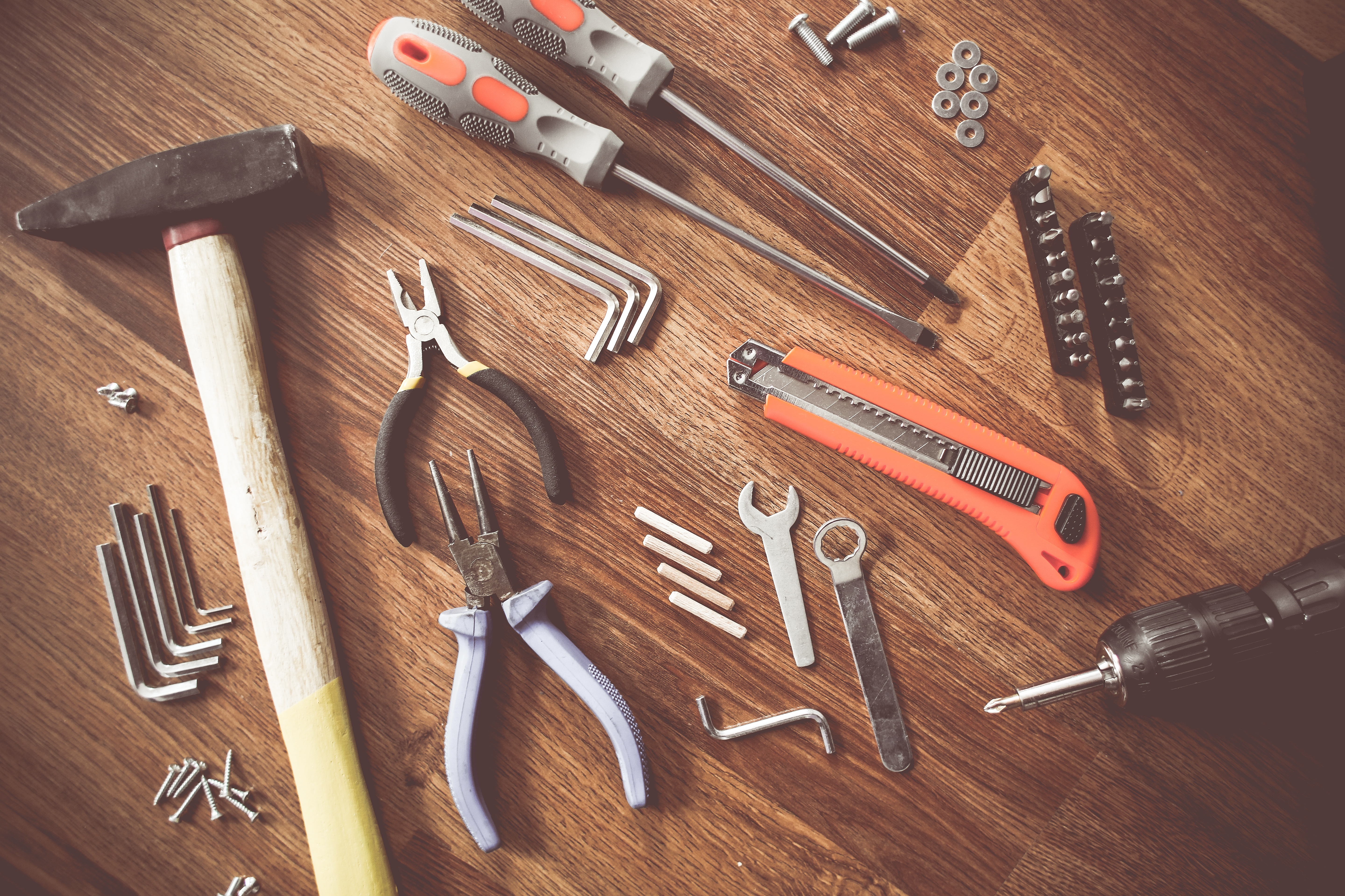 Handyman tools laid out